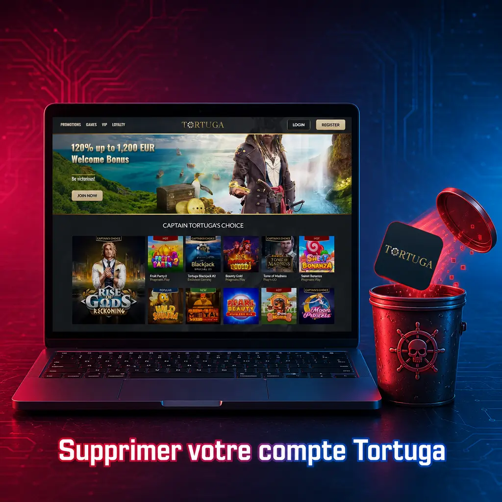 Capture d'écran illustrant les étapes pour fermer ou suspendre temporairement un compte joueur Tortuga