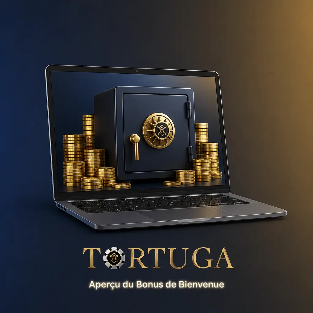 Tableau du bonus de bienvenue Tortuga : pourcentage, montant maximal, mise minimale et dépôt requis pour les nouveaux joueurs.